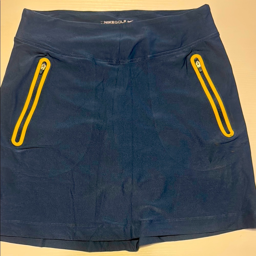 Nike Women's Athletic Skort  - Blue with Yellow Accents #40